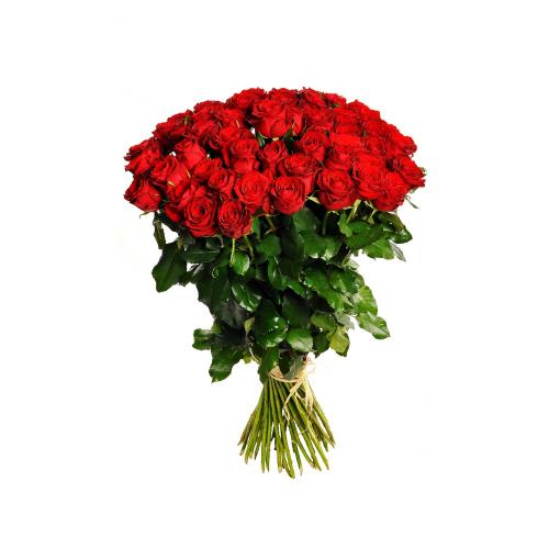 75 rudých růží (sedmdesát pět rudých růží). Kytice ze sedmdesáti pěti rudých růží.